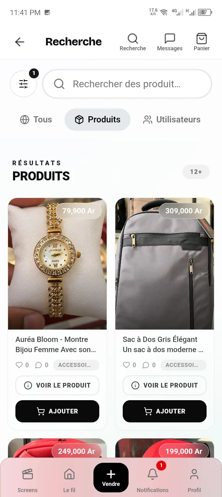 Product search in the Viktoo app